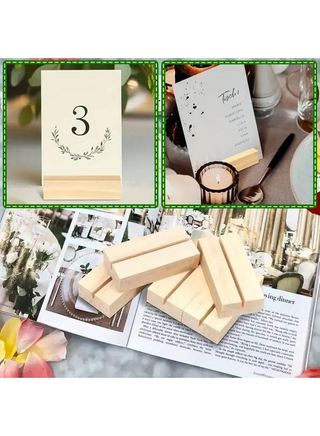 20pcs Natural Wood Paper Place Card Holders Smooth Light Wood Finish Table Number Displays - Image 5