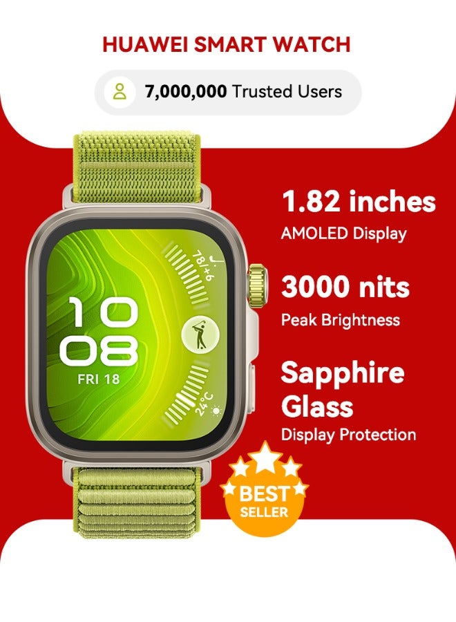 HUAWEI Watch FIT4 Pro Smart Watch, 1.82” Display, Sapphire Glass &Titanium, GPS for Pro-Level Outdoor Sports, NFC, ECG Analysis, up to 10-Day Battery Life, iOS & Android Green - Image 1