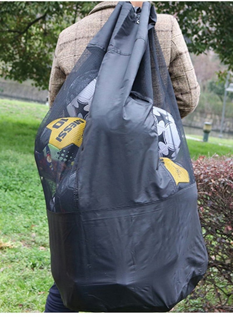 Y&D Mesh Ball Bag, Waterproof Extra Large Duffel Bag Heavy Duty Net Shoulder Carrying Tote Storage Sack with Drawstring for Basketball Volleyball Soccer Rug Football 10-15 Balls - Image 3