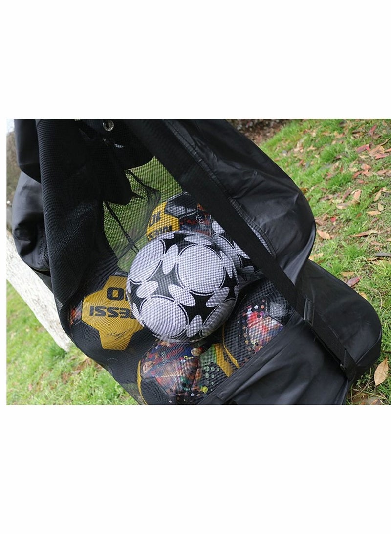 Y&D Mesh Ball Bag, Waterproof Extra Large Duffel Bag Heavy Duty Net Shoulder Carrying Tote Storage Sack with Drawstring for Basketball Volleyball Soccer Rug Football 10-15 Balls - Image 4