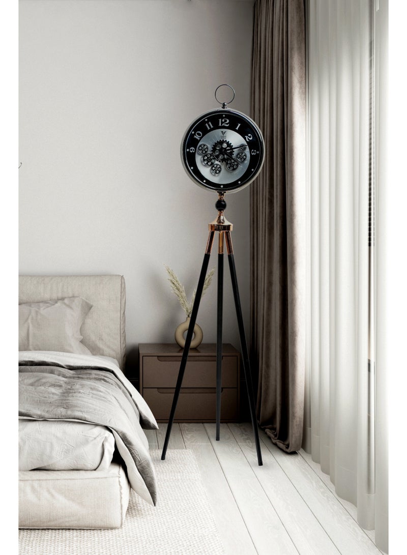 VOGUE VENUE Premium Vintage Tripod Floor Clock | Adjustable Wooden Stand | Antique Style Decorative Standing Clock for Living Room, Office & Home Décor - Image 2