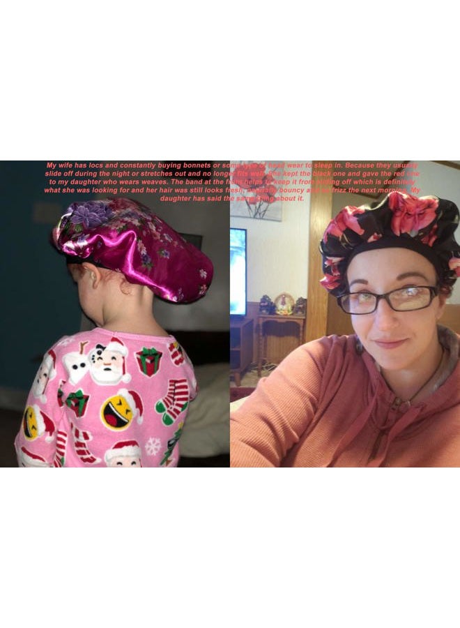 ONWON 3 PCS Satin Bonnets Night Sleep Caps Wide Band Salon Cap Soft Satin Sleeping Silk Night Sleep Hat Hair Loss Cap Sleeping Head Cover - Image 5