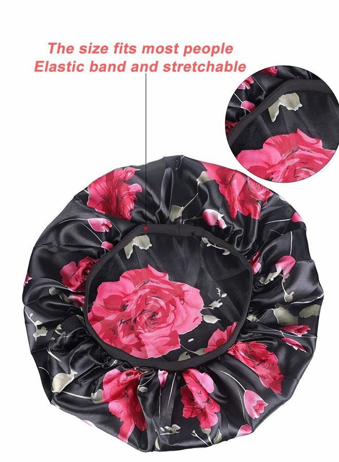 ONWON 3 PCS Satin Bonnets Night Sleep Caps Wide Band Salon Cap Soft Satin Sleeping Silk Night Sleep Hat Hair Loss Cap Sleeping Head Cover - Image 2