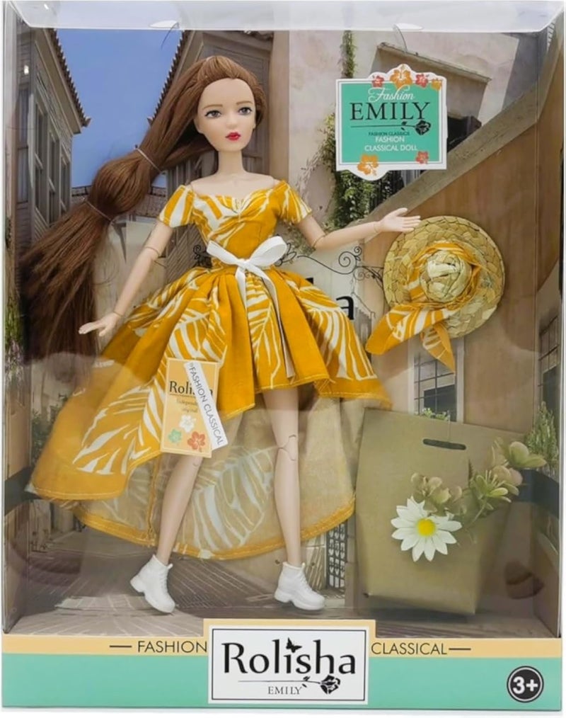 دمية روليشا الأنيقة من تويز لاند في إجازة، ارتفاع 29 سم، فستان رائع وشعر طويل حريري جميل، مجموعة دمى روليشا، أفضل هدية للبنات والأطفال من سن 3 سنوات فما فوق (QJ111C)