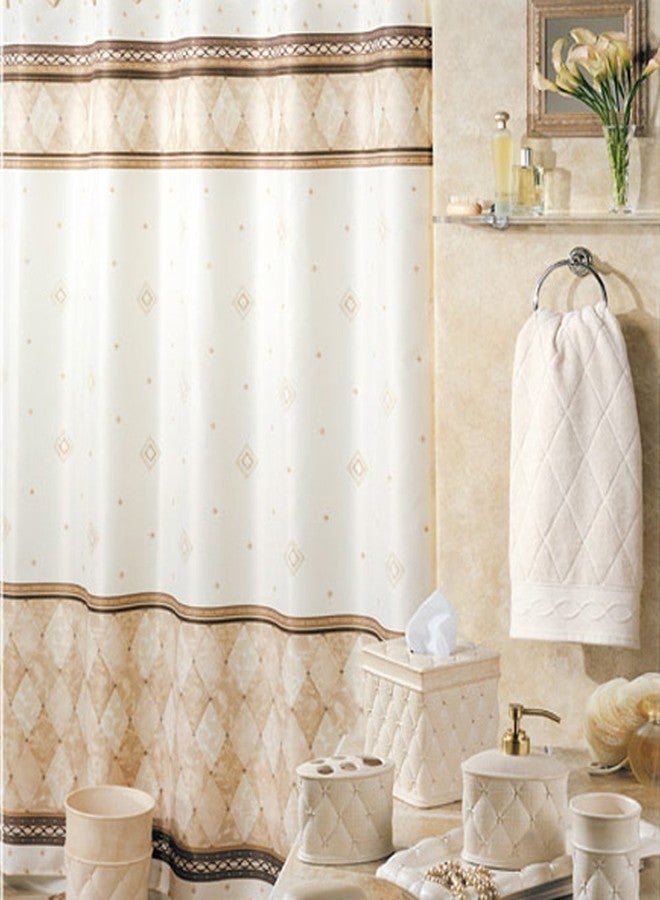 MVSUTA Corinthia Classic Beige Polyester Fabric Cream Printed Elegant Farmhouse Shower Curtains,Contemporary Ivory Decorative Waterproof Modern Cloth Tan Bathroom Curtains,72" W x 72" L - Image 1