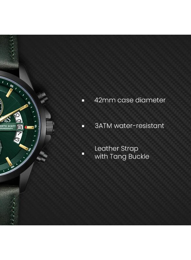 KENNETH SCOTT  Kenneth Scott Men's Chronograph  Green  Dial Watch - K26106-BLHH for Men | Best Price UAE