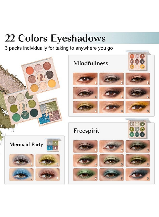 COLOR NYMPH مجموعة مكياج شاملة للأطفال، مجموعة مكياج للمبتدئين للمراهقات، مجموعة مكياج غير سامة للفتيات الصغيرات، مجموعة مكياج احترافية كاملة، مجموعة مستحضرات تجميل مكونة من 18 لونًا من ظلال العيون وكحل العيون وملمع الشفاه وأحمر الخدود ومرآة باللون الأخضر - Image 2