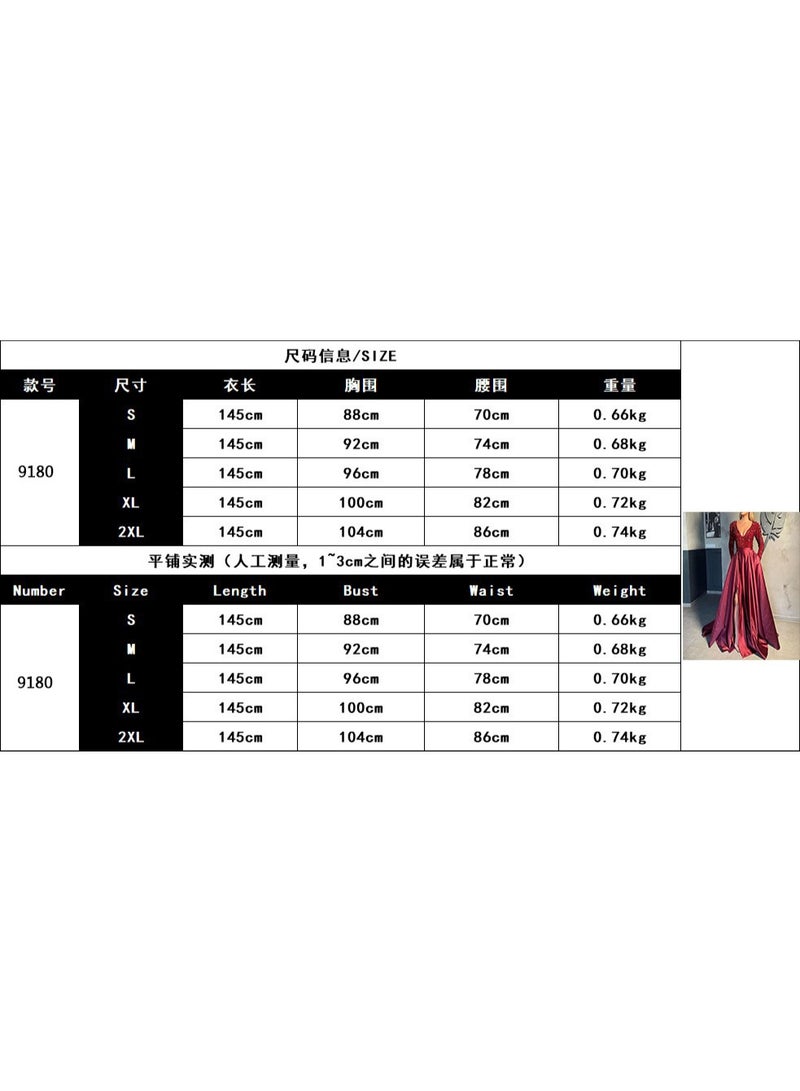 NIBEMINENT فستان لامع للنساء فستان بفتحة على شكل حرف V بتصميم باتش وورك أنيق وعصري، فستان مسائي طويل أنيق ومقسم - Image 2