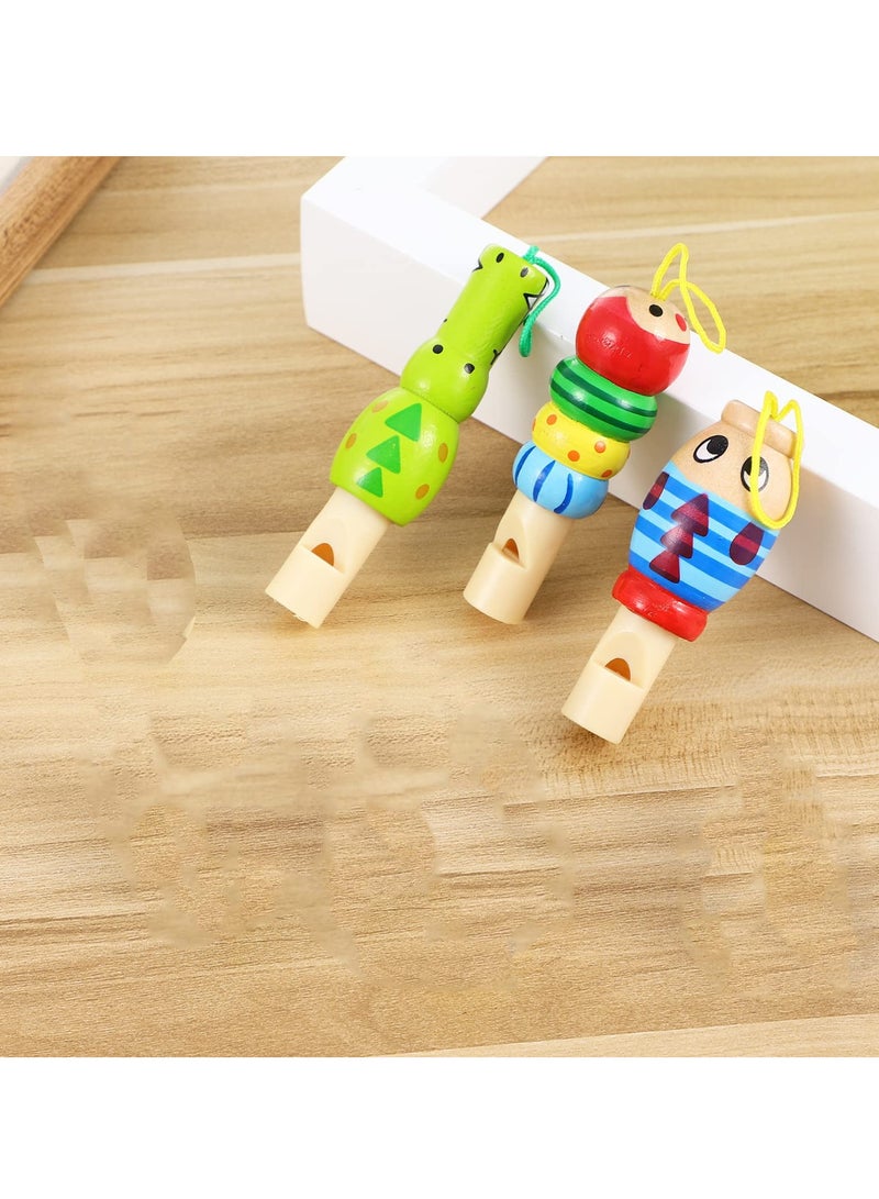 Bukela 6 Pcs Musical Whistle Toys, Animal Wooden Whistles Wooden Cartoon Musical Instrument for Developmental Educational Birthday Gift Party - Image 4