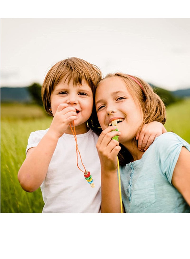 Bukela 6 Pcs Musical Whistle Toys, Animal Wooden Whistles Wooden Cartoon Musical Instrument for Developmental Educational Birthday Gift Party - Image 5