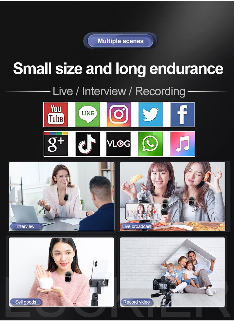 Generic - Wireless Microphone for iPhone Android USB C Lavalier Microphone, Professional Grade with Monitor Earphones Anti-interference Microphone Video Recording Noise Cancelling Lavalier Microphone for YouTube Live Podcast - Image 1