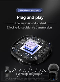 Generic Wireless Microphone for iPhone Android USB C Lavalier Microphone, Professional Grade with Monitor Earphones Anti-interference Microphone Video Recording Noise Cancelling Lavalier Microphone for YouTube Live Podcast  - Image 5