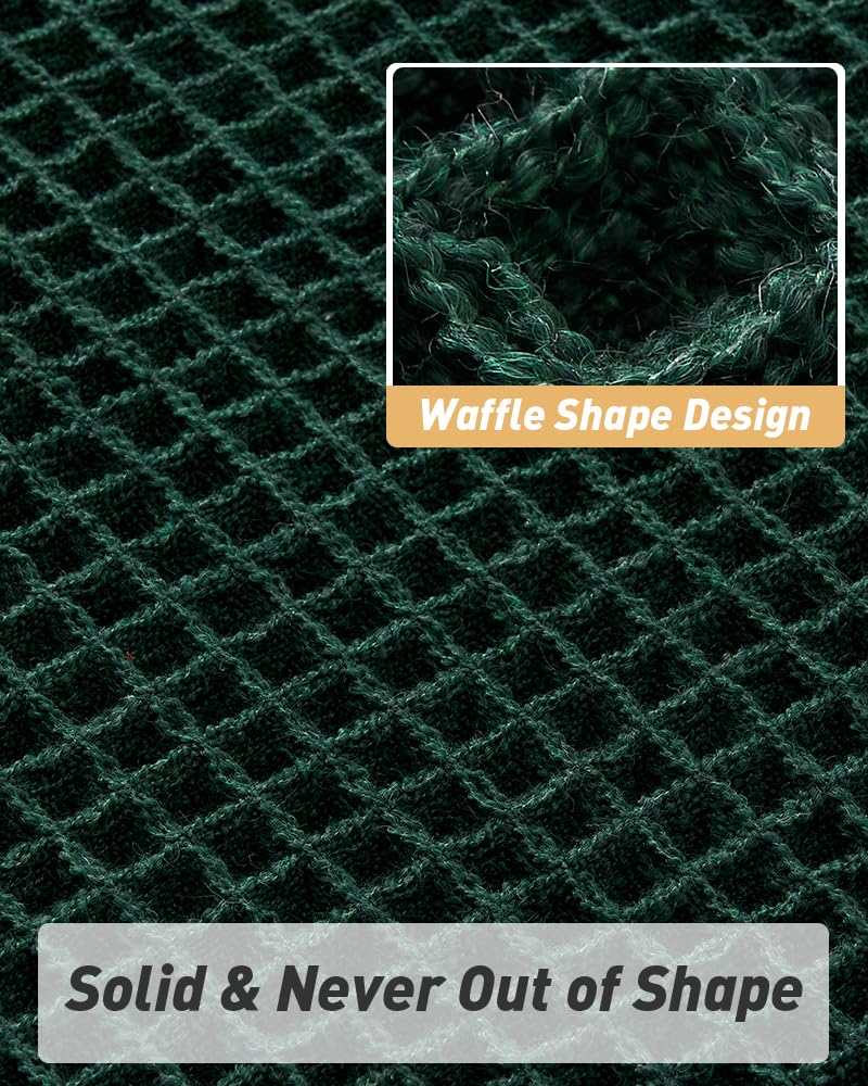 AMOAMI Upgraded Waffle Bath Mat, Super Absorbent Non Slip Bath Mats for Bathroom Floor, Machine Washable Bathroom Rugs with Tassels, Rubber Backed Bathroom Mats, Ultra Soft, 17" x 24", Dark Green - Image 4