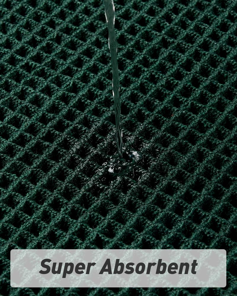 AMOAMI Upgraded Waffle Bath Mat, Super Absorbent Non Slip Bath Mats for Bathroom Floor, Machine Washable Bathroom Rugs with Tassels, Rubber Backed Bathroom Mats, Ultra Soft, 17" x 24", Dark Green - Image 2