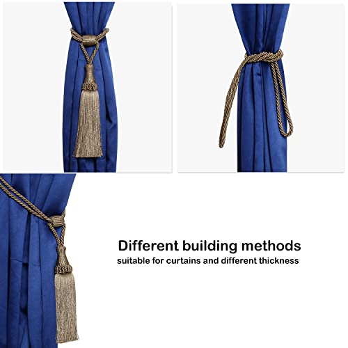 MALOINTEX 2 Pack Curtain Tiebacks Handmade Elegant Curtain Tie Backs Holdbacks with Tassel, Polyester Curtain Tieback for Home Office Hotel Decor - Mink - Image 3