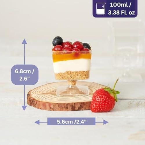 Alpha Basics 20PCS 100ml PL Dessert Cups Wine Glass Mousse Cups - Image 2