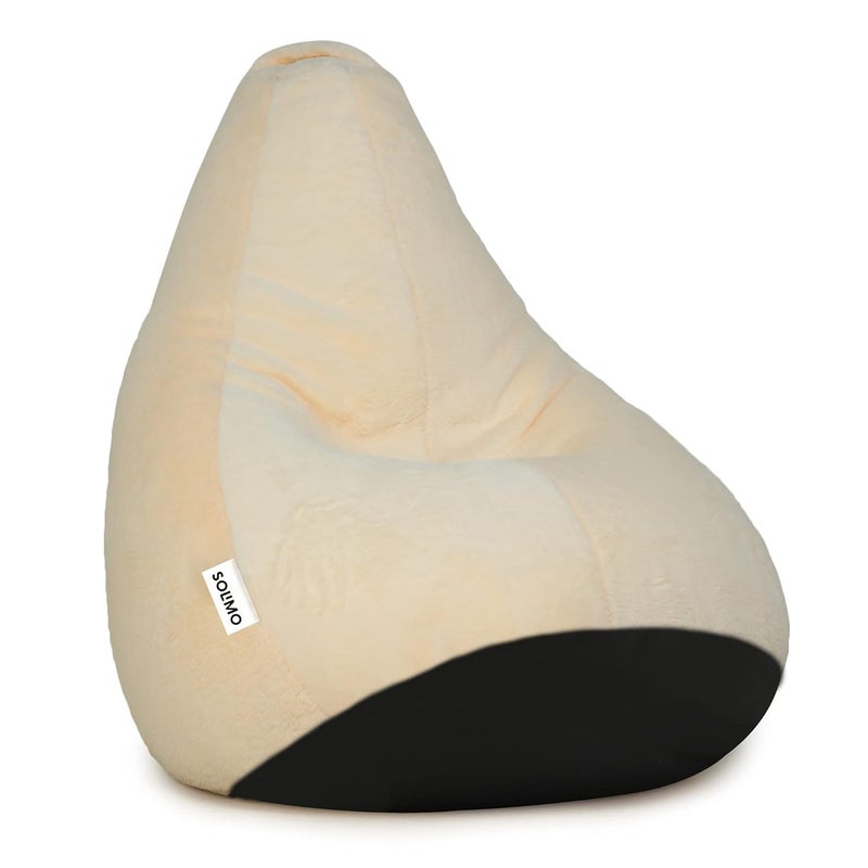 Brand - Solimo Solimo Luxe Fur XXXL Bean Bag Cover Without Beans Cream - Image 4