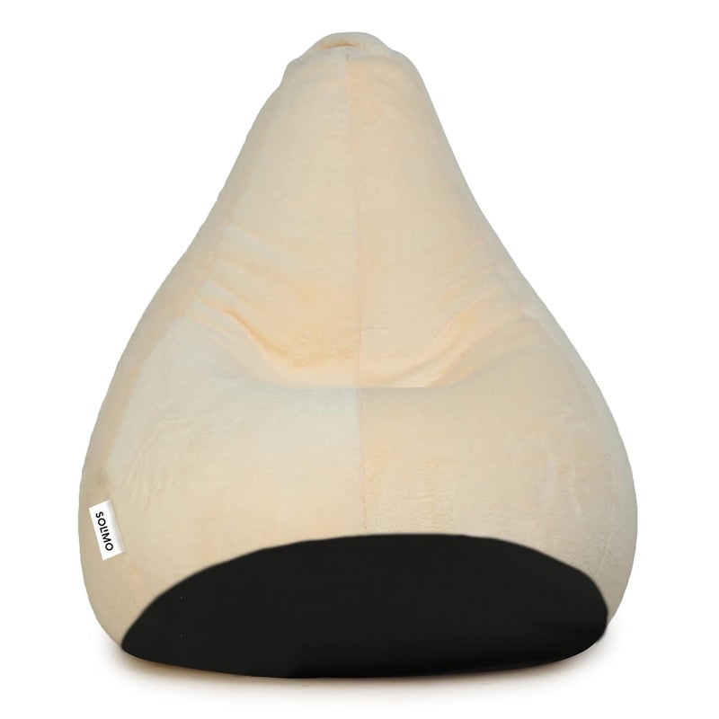 Brand - Solimo Solimo Luxe Fur XXXL Bean Bag Cover Without Beans Cream - Image 1