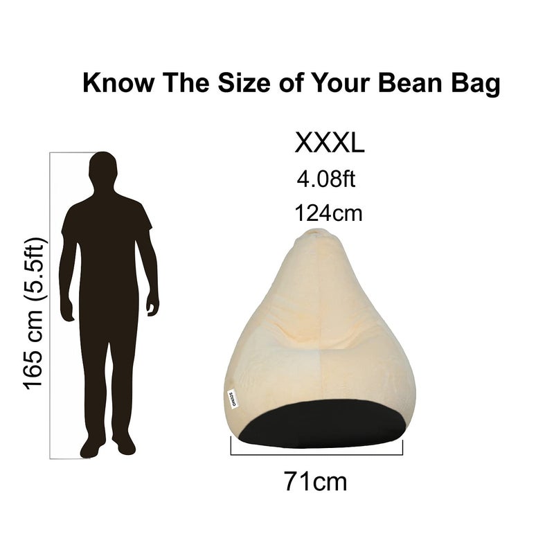 Brand - Solimo Solimo Luxe Fur XXXL Bean Bag Cover Without Beans Cream - Image 2