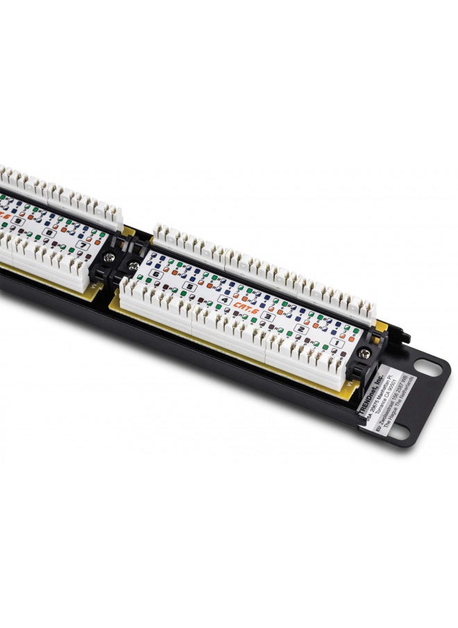Trendnet - TRENDnet 24-Port Cat6 Unshielded Patch Panel, Wallmount or Rackmount, Compatible with Cat3,4,5,5e,6 Cabling, For Ethernet, Fast Ethernet, Gigabit Applications, Black, TC-P24C6 - Image 1