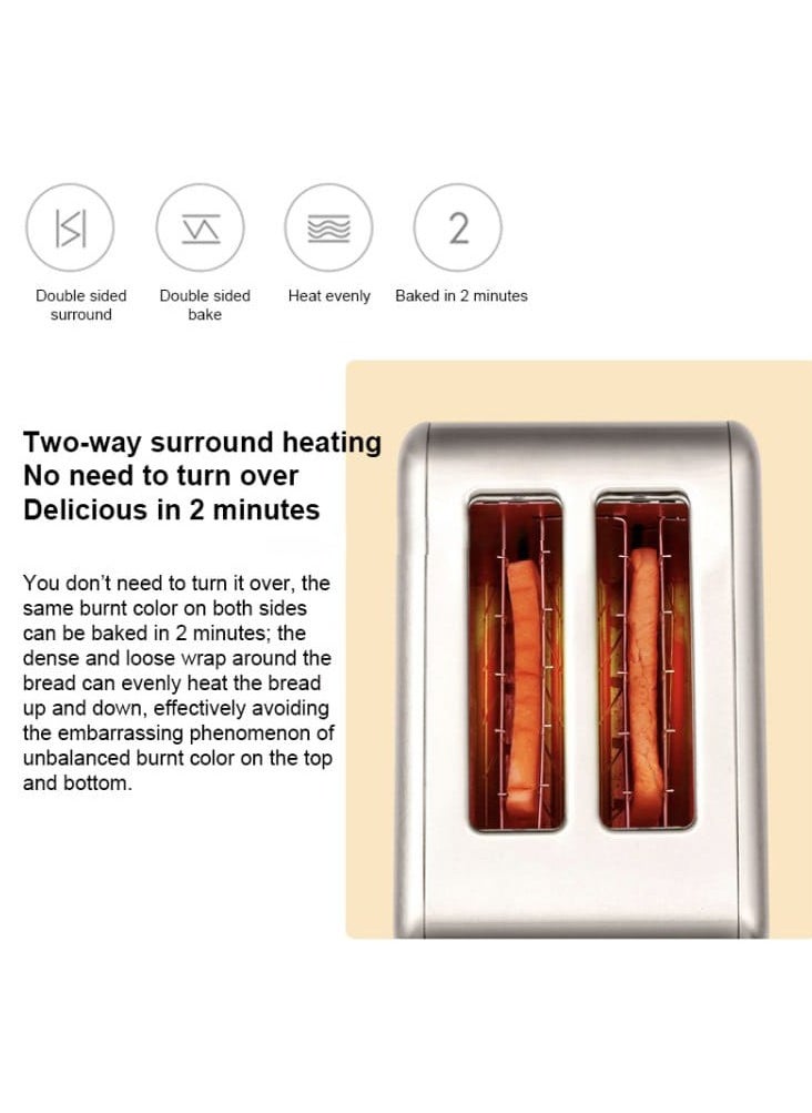 Generic - Bread Toaster 2 Slices with Adjustable Temperature Stainless Steel Toaster with Cancel, Reheat & Defrost Functions Bread, Sandwich, Snack, Grill, Warmer - Image 1