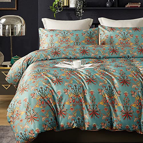 Cupocupa Duvet Cover Queen Size Set Boho Floral Pattern Queen Size Bed Vintage Soft Bedding Leaf Print Paisley Duvet Cover with Pillowcases - Image 1