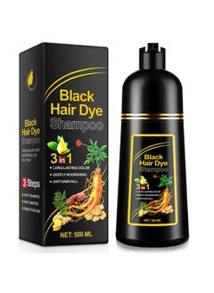ALIVER ALIVER Hair Dye Shampoo (Black) - 3-in-1 Natural Herbal Essence: Coloring, Nourishing, and Hair Growth Promoter - 500ml, Hypoallergenic and Harmless for Scalp Care  - Image 1