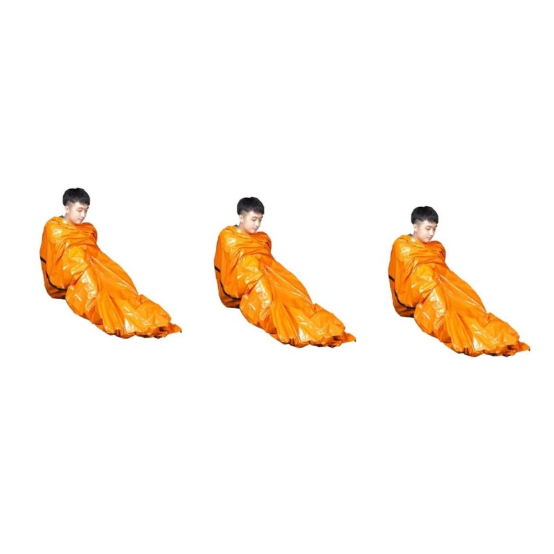 3 Pcs Comfortable Pe Sleeping Bag Packable Camping Blanket Pouch Drawstring Hood Outdoor Travel - Image 2