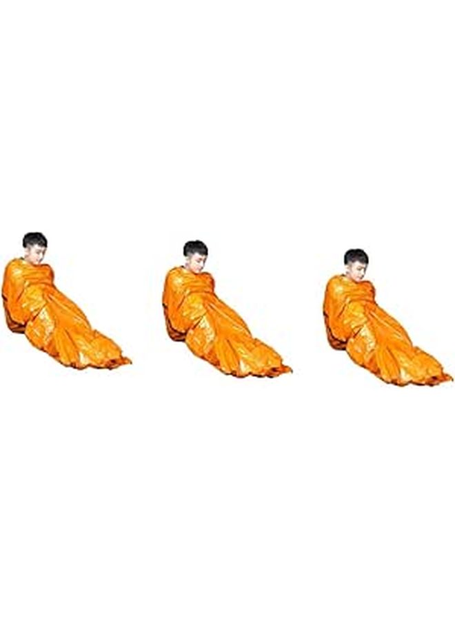 3 Pcs Comfortable Pe Sleeping Bag Packable Camping Blanket Pouch Drawstring Hood Outdoor Travel - Image 1