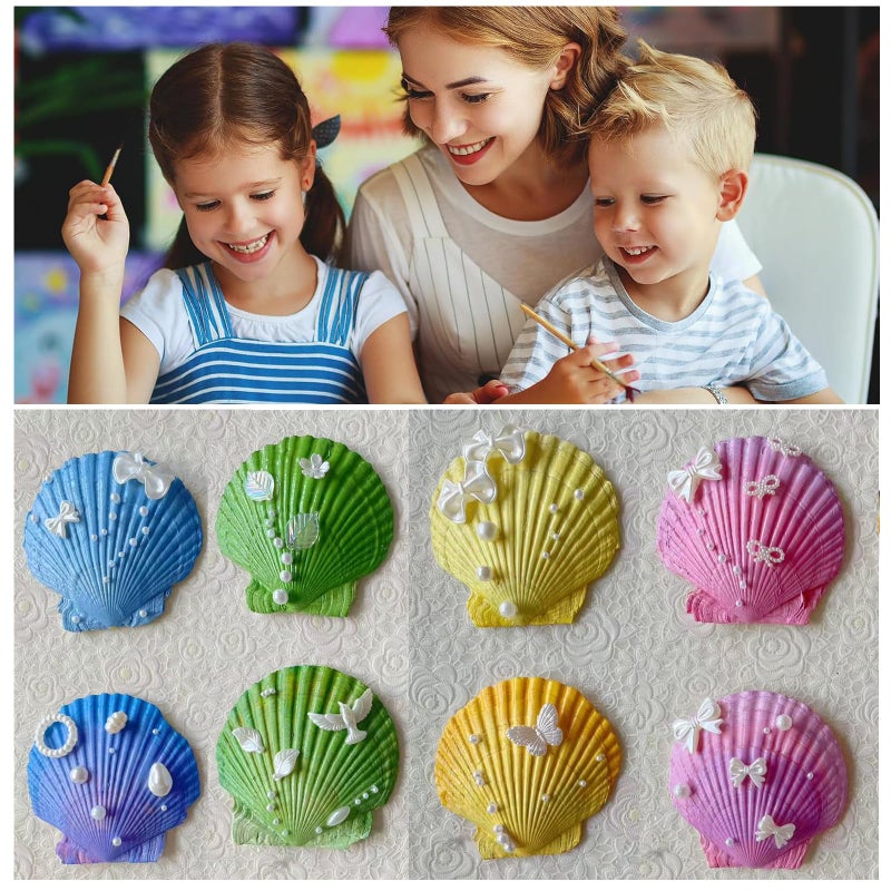 YUNMOE 12PCS Large Natural Scallop Shells 4''-5'' White Sea Shells for DIY Craft Making, Hand Painting, Ocean Themed Party and Home DÃ©cor - Image 4