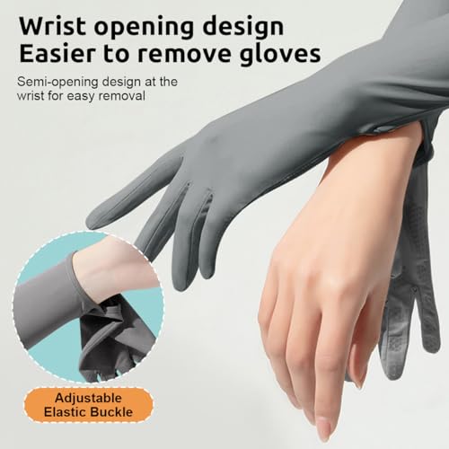 PALAY® UV Protection Arm Sleeves Nylon Ice Silk Arm Sleeves with One Piece Gloves, Open Finger Tip & Anti-slip Palm Design Outdoor Cool Arm Sleeve for Driving, Cycling, Gardening- Grey - Image 4
