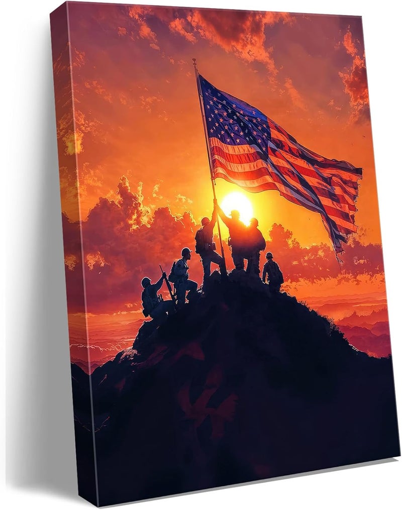 Ploceiny Patriotic American Flag Canvas Print - Image 1