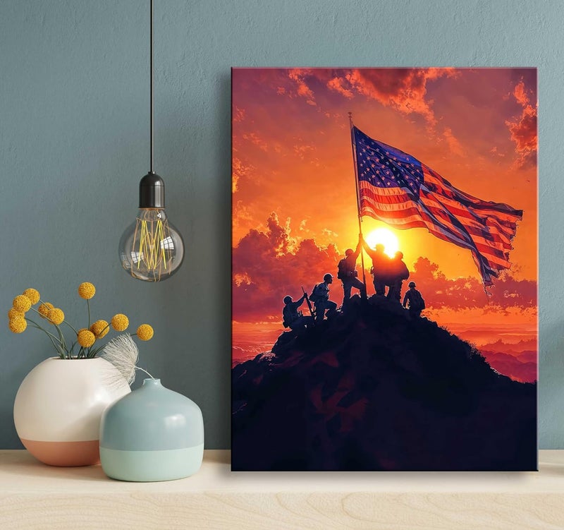 Ploceiny Patriotic American Flag Canvas Print - Image 2