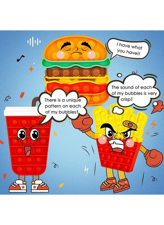 FunBlast - FunBlast Pop It - Popit Game, Poppet for Kids, Pop It Toy, Pop It Toys for Kids, French Fries Pop It Toy Fidget with Cold Drink and Hamburger, Pop It Fidget Toy, Pop It Big, Pop It for Girls, Pop It for Boys, Stress Relief Toys (Pack of 3 Pcs) - Image 1