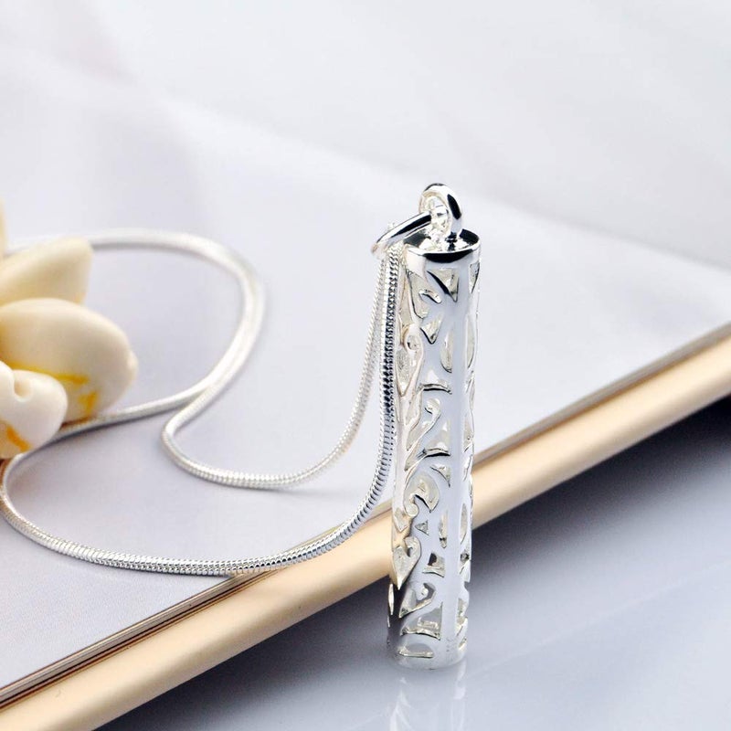 Dankadi Women's 925 Sterling Silver Necklace-Bohemian Patterned Cylindrical Pendant Necklace-1Snake Chain 45-60CM Fine Jewelry (Snake chain 18 inch) - Image 4