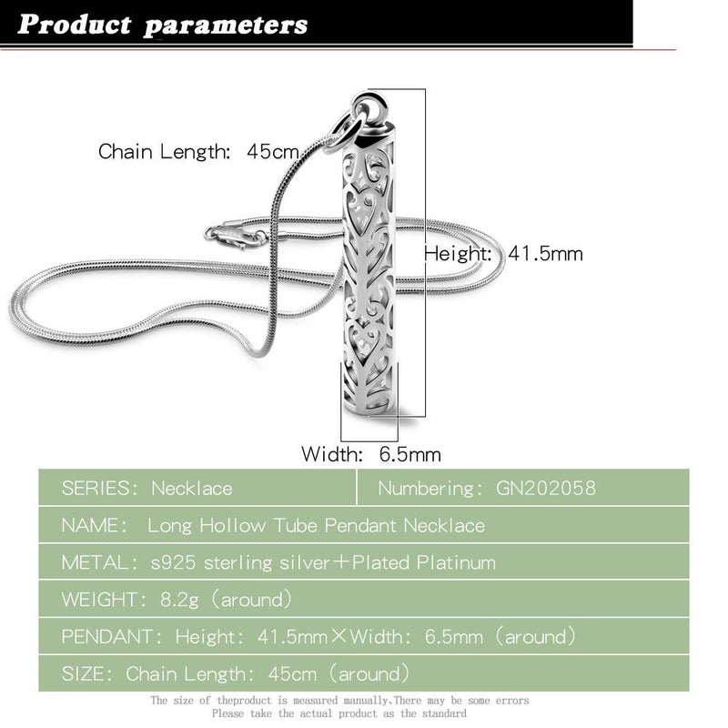 Dankadi Women's 925 Sterling Silver Necklace-Bohemian Patterned Cylindrical Pendant Necklace-1Snake Chain 45-60CM Fine Jewelry (Snake chain 18 inch) - Image 3