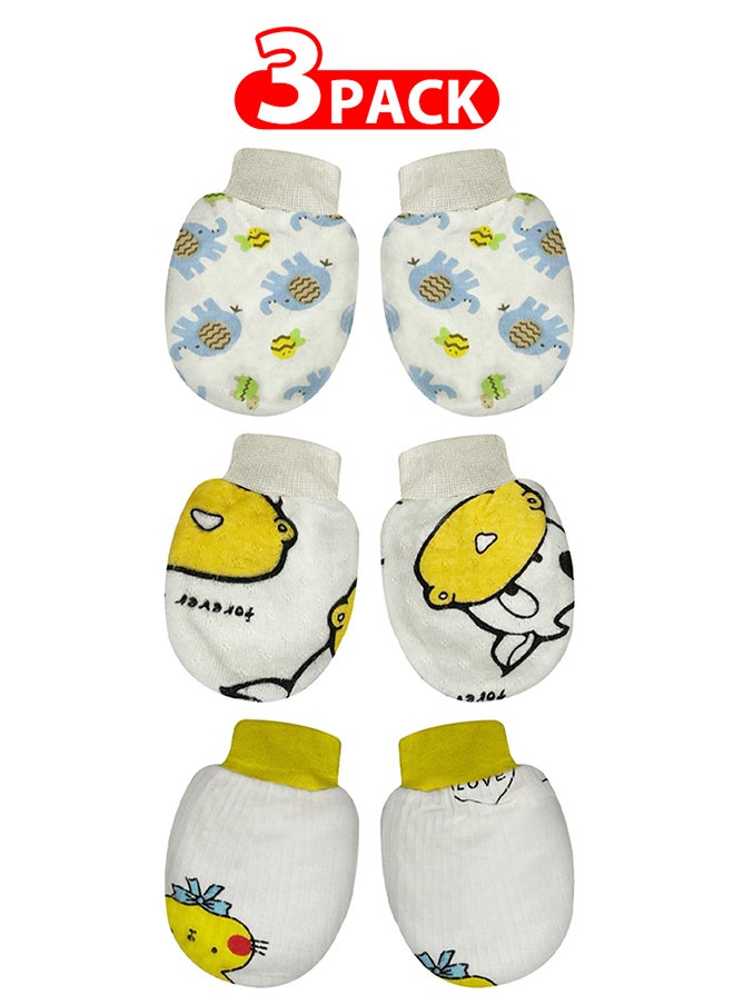 MARGOUN 3 Packs Newborn Baby Mittens Anti Scratch Baby Mittens No Scratch Mittens Baby Gloves for 0-6 Months Boys Girls Multicolour  - Image 1