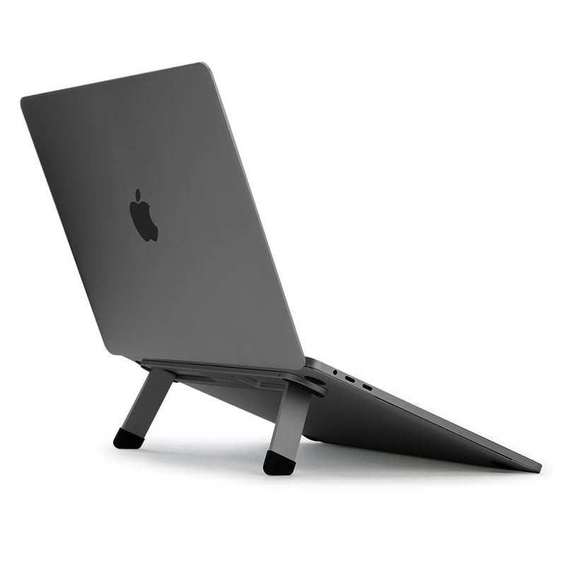 DailyObjects Tabletop Osgo Adjustable Folding LaptopTablet Stand Ideal tilt for DrawingWritingViewing Aluminum Finish Suitable for TableDeskBed Space Grey - Image 1