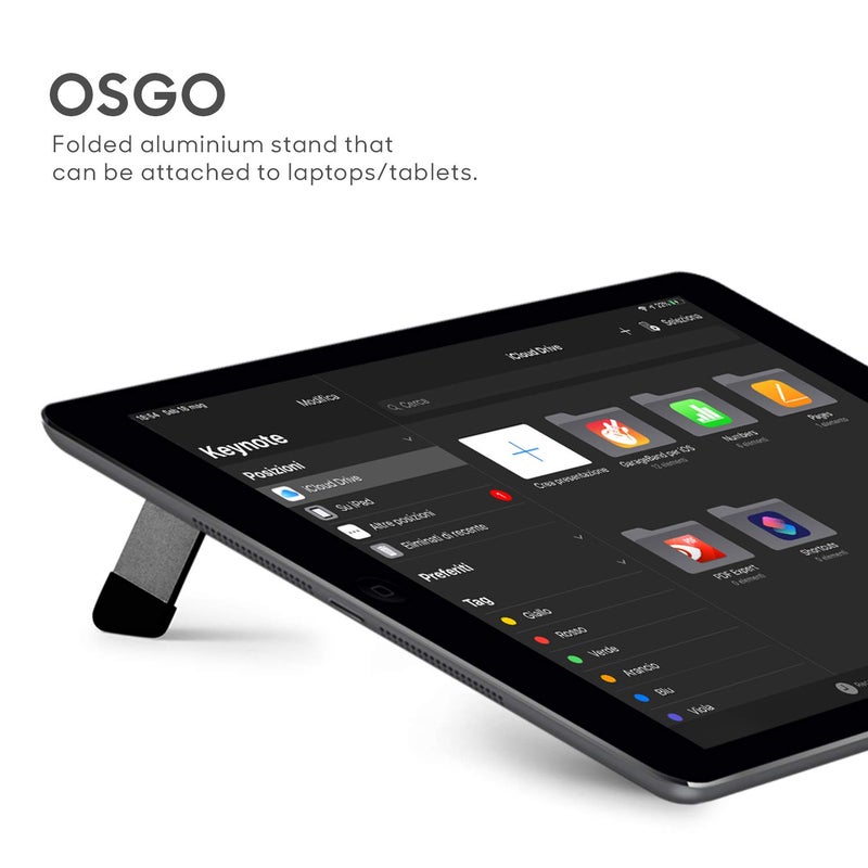 DailyObjects Tabletop Osgo Adjustable Folding LaptopTablet Stand Ideal tilt for DrawingWritingViewing Aluminum Finish Suitable for TableDeskBed Space Grey - Image 2