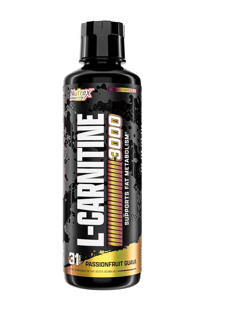 Nutrex Research Liquid Carnitine, Passionfruit Guava, 3000 mg, Boost Endurance 31 serving 465ml  - Image 1
