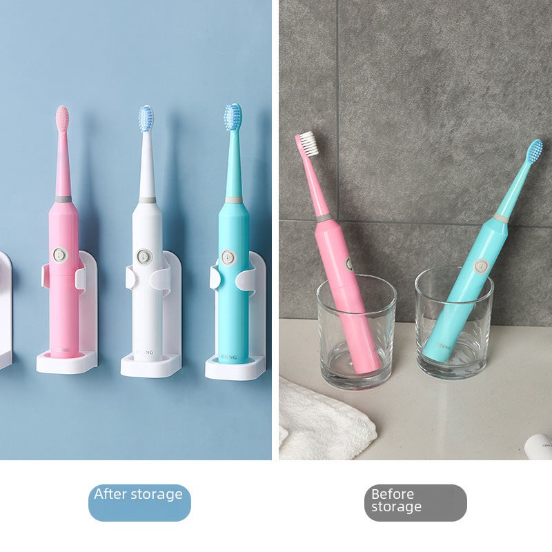Electric Toothbrush Holder Wall-Mounted No-Drilling Suction Cup Base - Compact Sturdy Bathroom Organizer for Small Spaces - Image 3