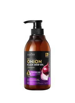 SADOER 500ML Black Seed Oil & Red Onion Shampoo Boosts Shine, Hydration & Shine - Reduces Itchy Scalp, Dandruff & Frizz - No Parabens Or Sulfates  - Image 1