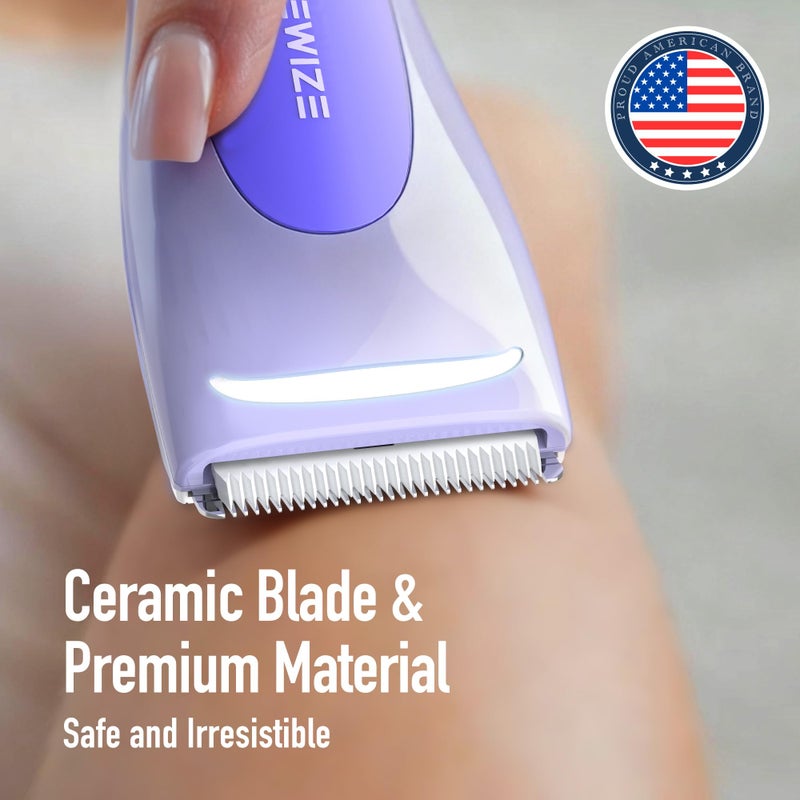 BAREWIZE Bikini Trimmer for Women, Electric Shaver for Women | LED Light, IPX7 Waterproof, USB-C Rechargeable, Ceramic Blade | Electric Razors for Women, Pubic Hair Trimmer Women (Violet Haze) - Image 5