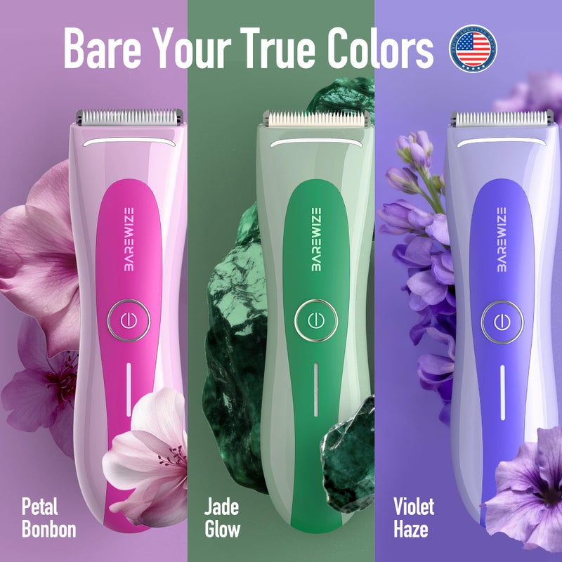 BAREWIZE Bikini Trimmer for Women, Electric Shaver for Women | LED Light, IPX7 Waterproof, USB-C Rechargeable, Ceramic Blade | Electric Razors for Women, Pubic Hair Trimmer Women (Violet Haze) - Image 2