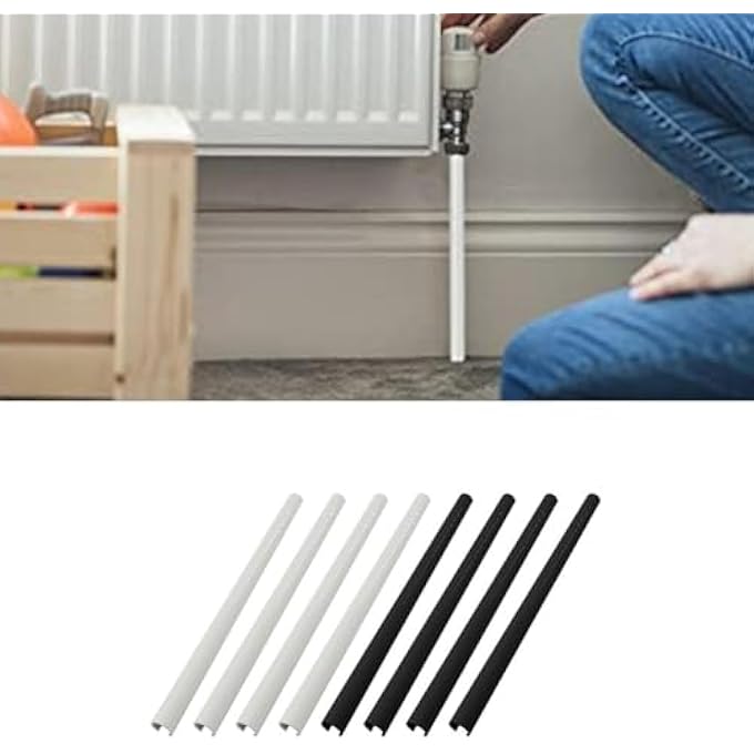 4 PCS CONCEAL PIPES CAP, ADJUSTABLE LENGTH RADIATOR COVER, RADIATOR PIPE SLEEVES, RADIATOR PIPE COVERS, RADIATOR PIPE COLLARS (WHITE-300MM) - Image 1