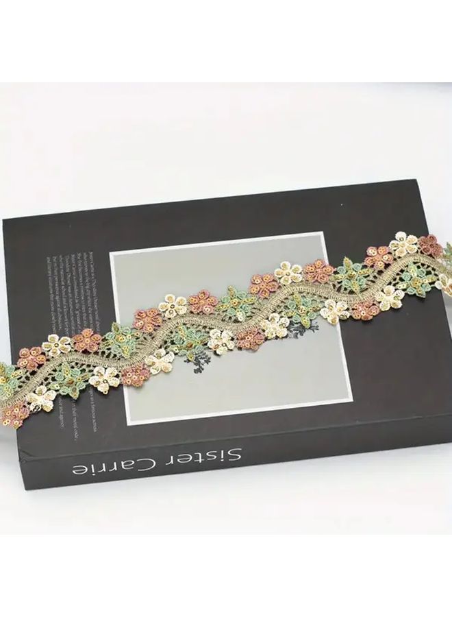 Multicolor Floral Embroidered Water Soluble Sequin Lace Trim 1 Yard For Sewing Crafts - Image 5