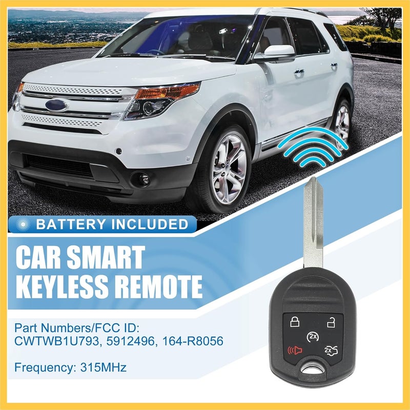 REPAIROCK 5 Button Car Keyless Entry Remote Control Replacement Key Fob for Ford Explorer 2013-2015 - Image 2