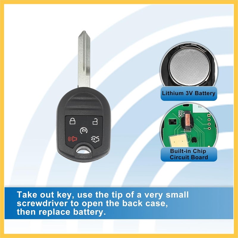 REPAIROCK 5 Button Car Keyless Entry Remote Control Replacement Key Fob for Ford Explorer 2013-2015 - Image 4
