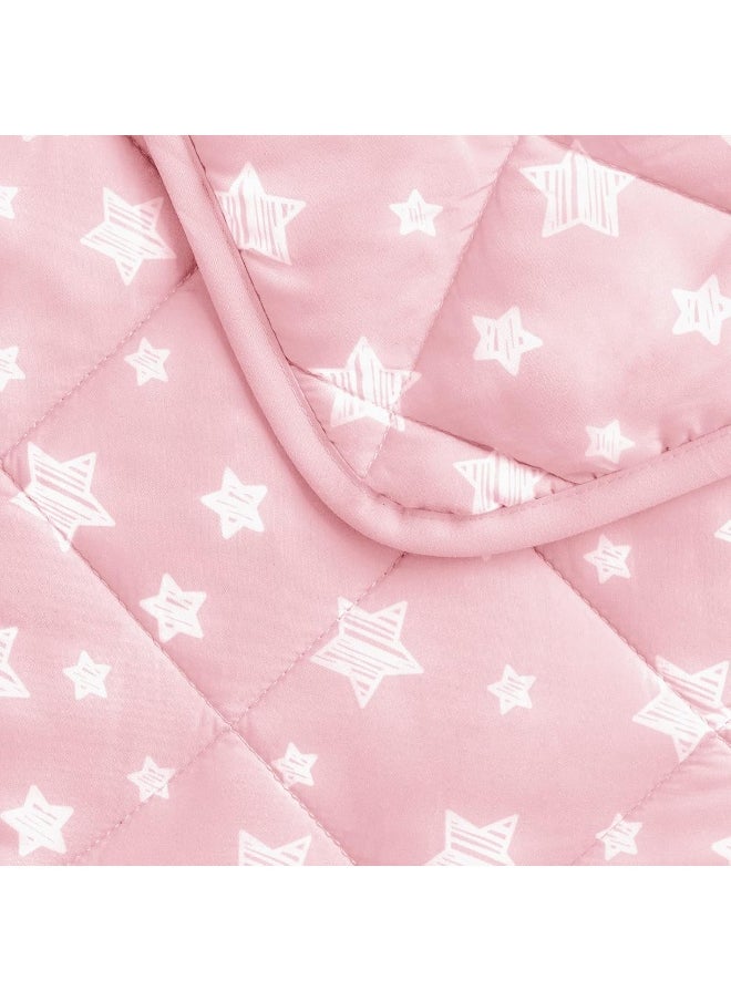 Moonsea Baby Blanket for Boys and Girls, Soft Cozy Toddler Comforter Quilted with Pink Star Print, Ultra Soft and Comfortable Down Alternative Crib Comforter, 39x47 Inches  - Image 4