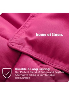 Home of linens Cotton - Plain - 3 Pieces Heavy Comforter Set - 4Kgs - Down Alternative Filling - (For Matress 180cm/200cm) - Size  (250cm x 240cm) + 2 Pillow Case Covers (50cm x 70cm) - Fushcia  - Image 3